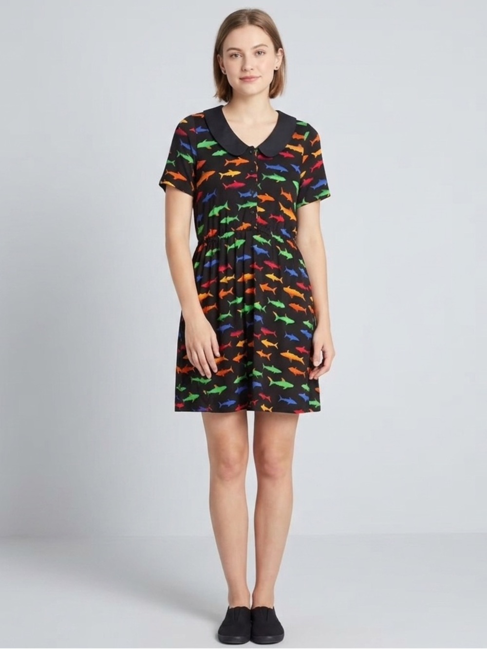 ModCloth Colourful Rainbow Sharks Dress